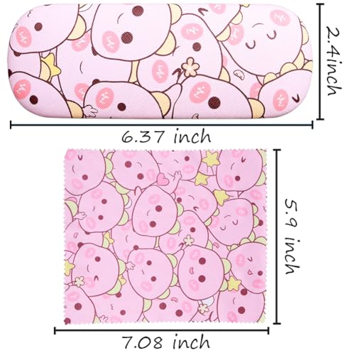 Image of ADBGV Cute Stylish Hard Shell Eyeglasses Cases Protective Case Storage Box With Glasses Cloth Eyeglass Strap for Girl Teen