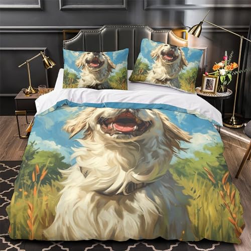 Housse de couette imprimée chien 3D parure de lit microfibre de luxe finition zippée - 4