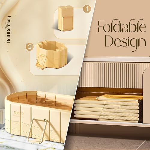 Image of Bath Tub for Adult for Bathroom, Foldable SPA Tub for Home Use with Drainage Hole, Thickened Insulated Ice Bath Tub, Inflatable BathTub for Adults, Ice BathTub for Adults (Yellow)
