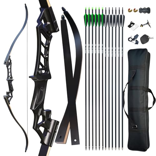 D&Q 58'' Recurve Archery Bow and Arrow Set for Adults Beginners, Black...