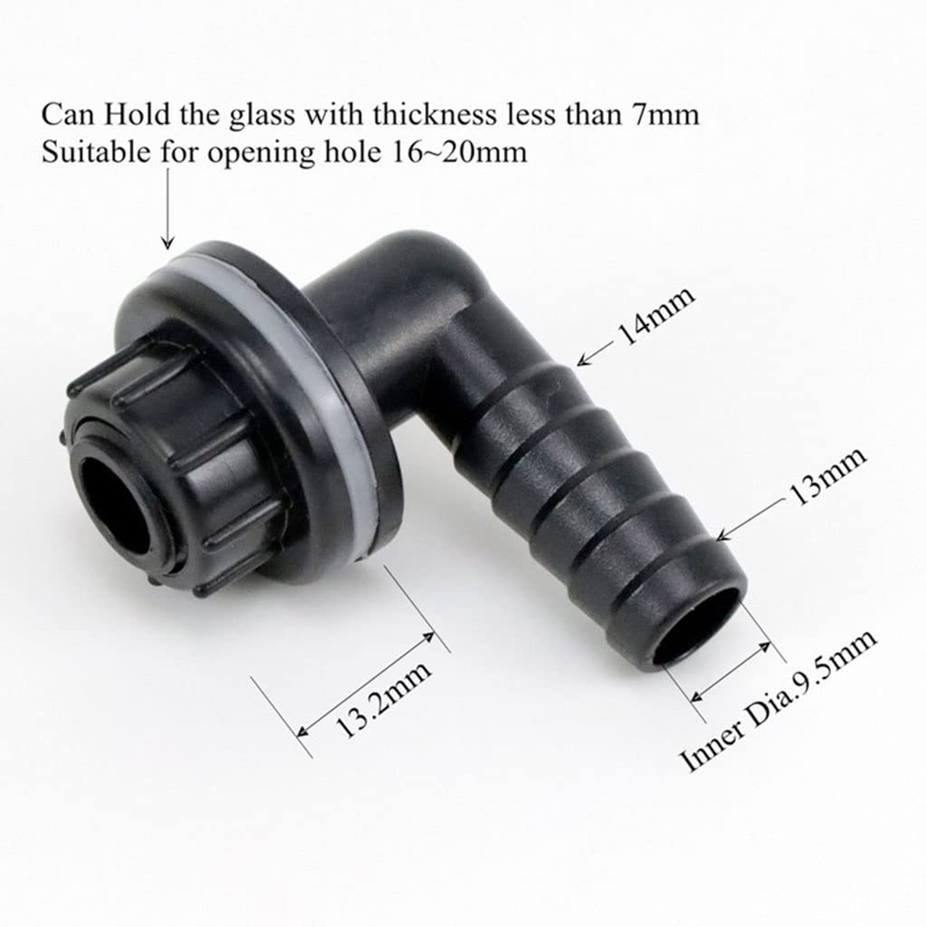 Adaptador de manguera, conector de grifo, rosca de 3/8" a conector de drenaje de codo de 90 grados de 14 mm, for adaptadores de acoplamiento de drenaje de tanques de peces de acuario, juntas de tuberí