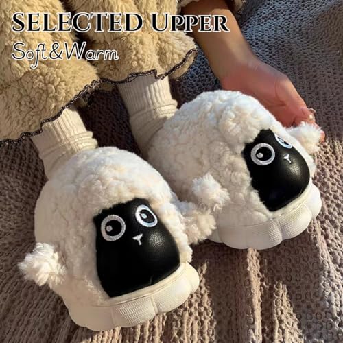 Cute Sheep Cartoon Women's Fuzzy Home Slippers - Indoor/Outdoor4