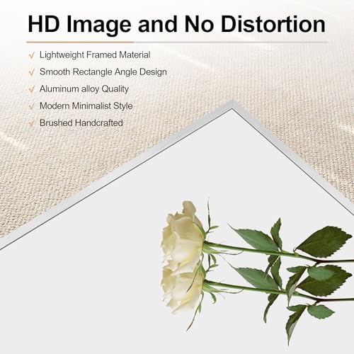 Image of COFENY 30x40In Silver Bathroom Mirror for Wall, Brushed Nickel Rectangle Mirrors with Metal Frame, Bathroom Rectangular Mirror Modern Wall Mirror for Bedroom Living Room, Hangs Horizontal or Vertical