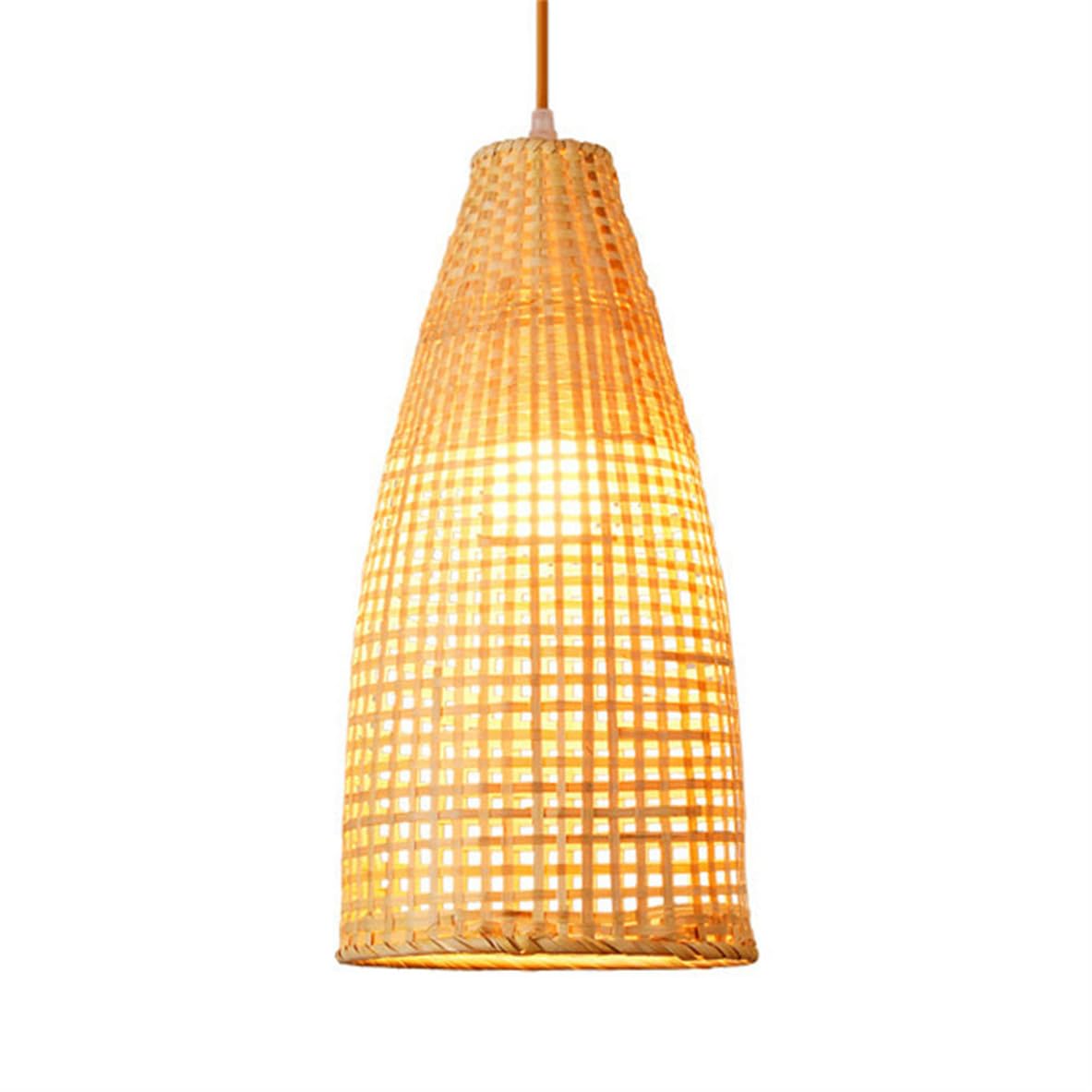SHUANGZ Simple Bamboo Art Pendant Light Beige Bamboo Wicker Chandelier with Adjustable Cord - Flush Mount Wicker Ceiling Light Farmhouse Light Fixtures for Dining Room,Hallway,Bedroom E26 Socket