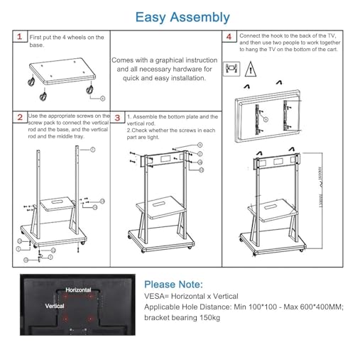 Soporte móvil para TV con ruedas para 50-75 pulg miniatura 7