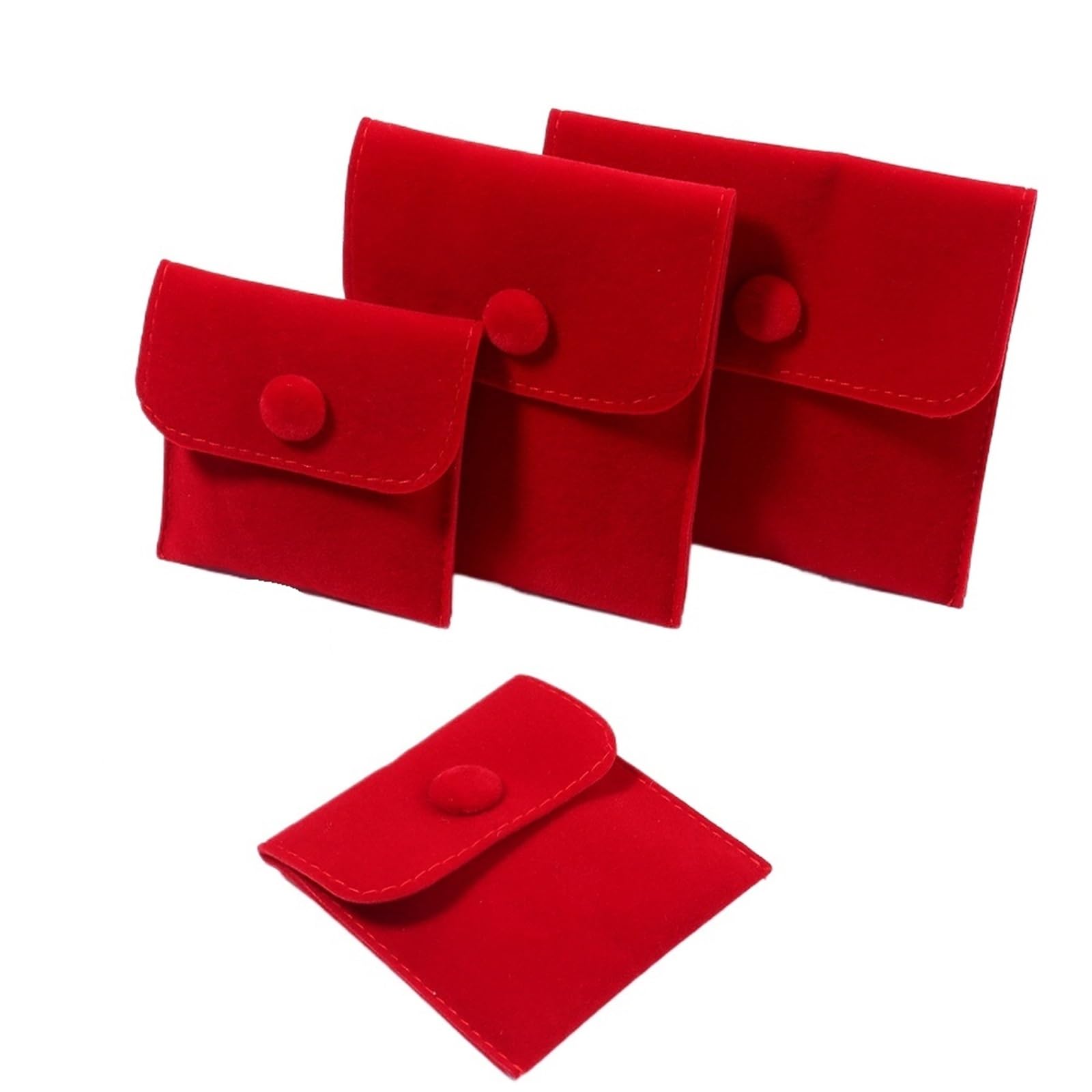 WEOKDFHA Jewelry Storage Bag 6Pc Jewelry Pouch Packaging Bag Soft Velvet Bracelet Necklace Earrings Rings Storage Button(Red,7x7cm)