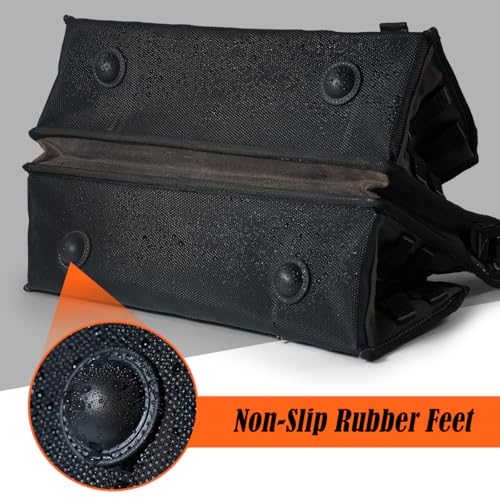 WELKINLAND 20-Pockets Electrician Tool Tote, 16"-Wide Open Top Tool Tote, Waxed-Canvas Electrical Tools Bag, Heavy-Duty Tool Bags For HVAC Tech, Stay-Up Technician Tool Bag