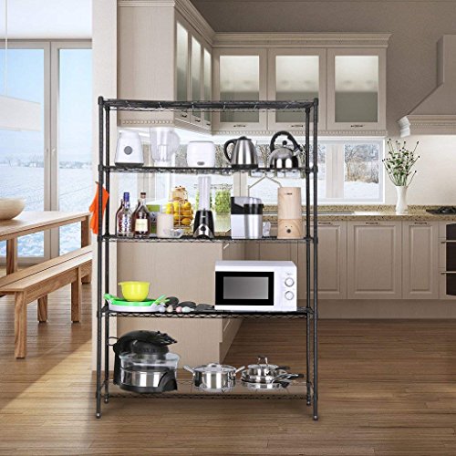 Image of Callas Commercial Grade Heavy-Duty 5-Tier Height Adjustable Rack, Load Capacity 125 Kg per Shelf (Black | 90 x 35 x 180 cm)