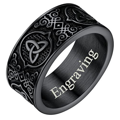 FaithHeart 8mm Moon Star Sun Band Rings for Women Men, Stainless Steel Celtic Knot Band Polished Bands Personalized Customizable