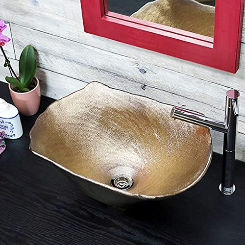 信楽焼 手洗い鉢【金彩 長角型 洗面ボール tr-4130】洗面器 陶器洗面 信楽焼 洗面ボウル 手洗器 洗面ボール トイレ用 小さい鉢 手洗鉢 陶器 洗面鉢 鉢 手洗い器 鉢 洗面シンク 洗面器 洗面台 ボール トイレ 手作り 和風 洋風 可愛い かわい