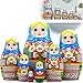AEVVV Russian Nesting Dolls Set of 7 pcs - Matryoshka Doll in Belarussian Traditional Dress - Russian Doll with Cornflowers, Spikelets and Chamomile Flowers