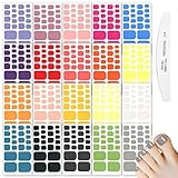WOKOTO 20 Sheets Full Wraps Toe Nail Polish Strips Solid Color Self-Adhesive Toenail Polish Stickers...