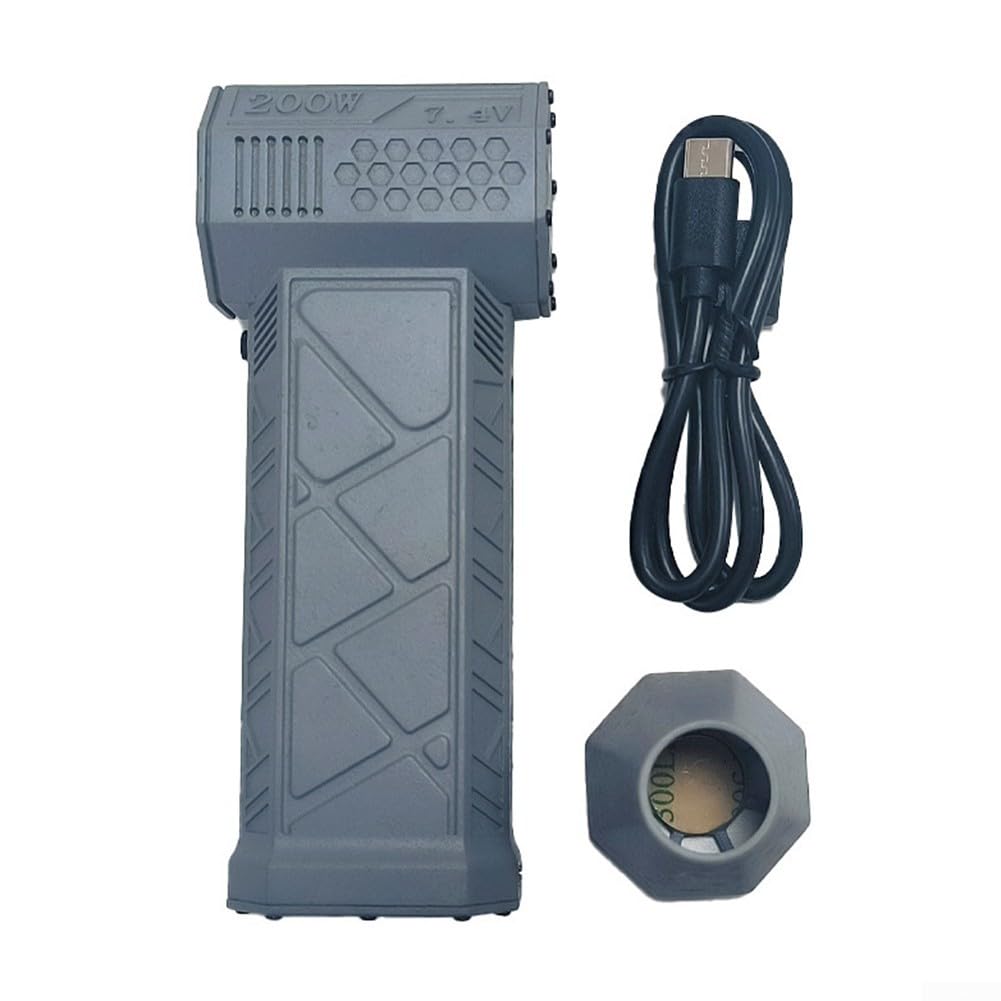 Besttoolifes Violent for TURBO Fan - Ventilador compacto de alta velocidad con iluminación LED, motor sin escobillas de 130,000 rpm, potente flujo de aire de hasta 52 m/s(gris)