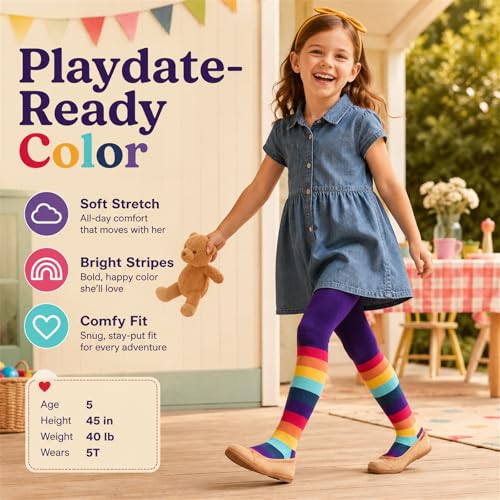 Image of VIKITA Girls tights Cotton Leggings in Spring fall winter stripe socks for girls 3-8 years