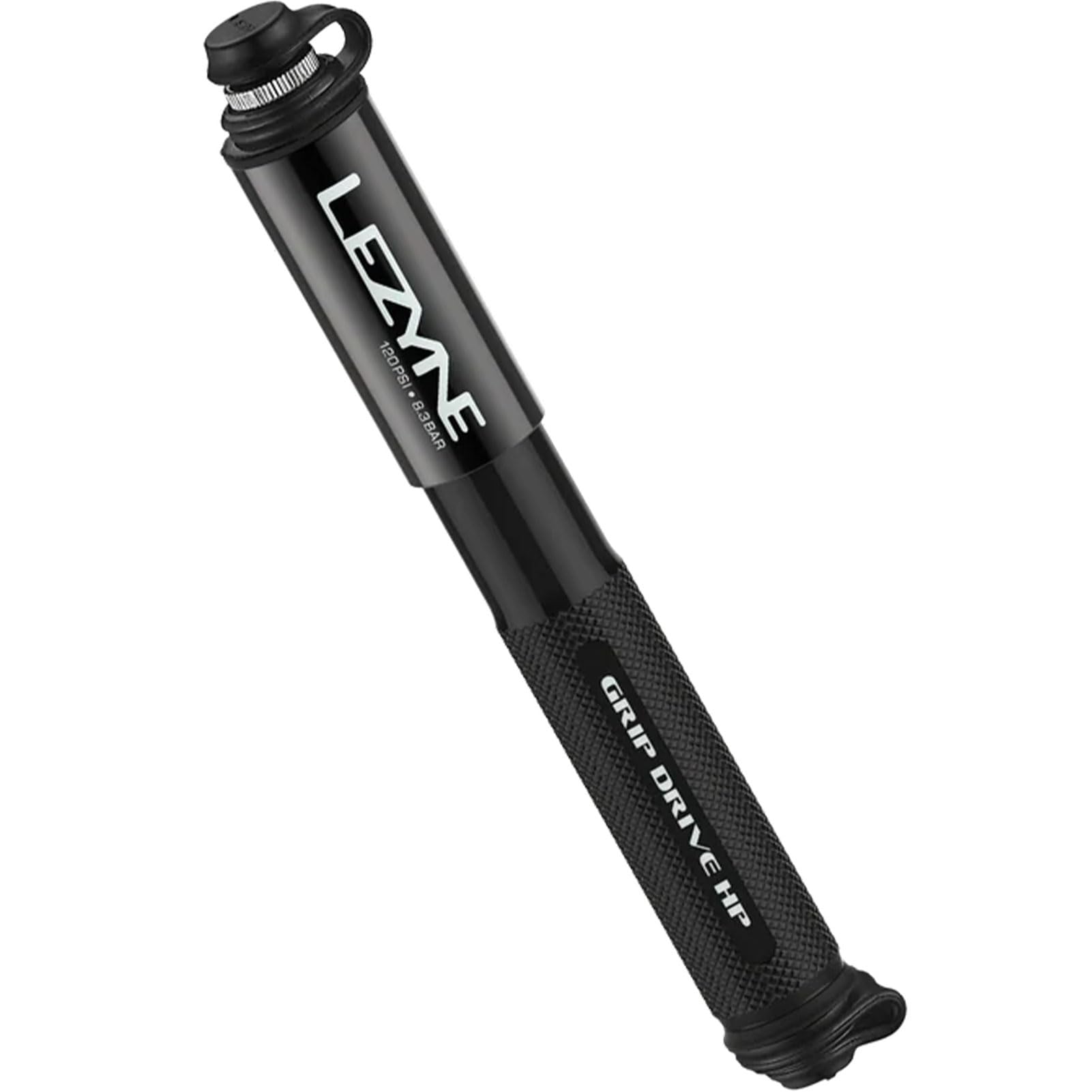 LEZYNE Grip Drive HP Mini Pompe à Main pour vélo, Haute Pression 120 psi, Presta & Schrader, Tuyau Flexible en ABS, Compact, Portable, Haute Performance