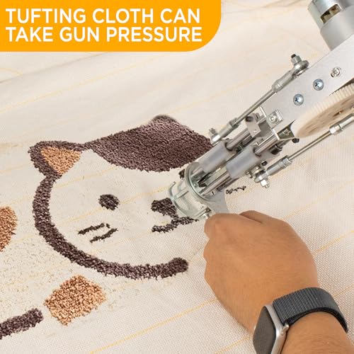Image of 80 inch x 80 inch Large Tufting Cloth for Tufting Gun, Primary Tufting Cloth with Marked Lines, Durable Monks Cloth for Punch Needle, Edges Sewn for DIY Crafts