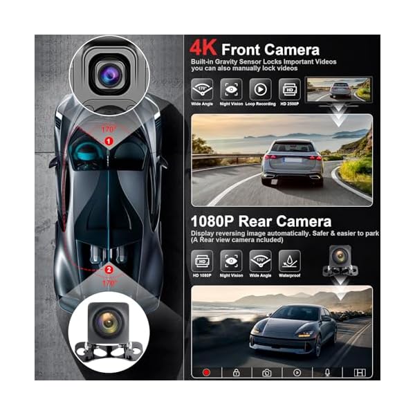 Portable Carplay Screen 10.26'' HD IPS Apple Carplay & Android Auto Screen for Car, Wireless Car Play Stereo with 4K Dash Cam/1080P Rear Camera, Car Audio Receivers,GPS Navigation,Mirror Link,FM,Siri