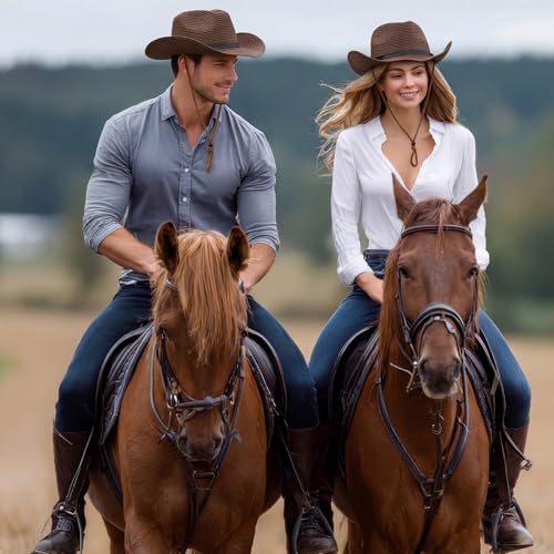 Sombreros de vaquero de paja 12 piezas para mujer y hombre miniatura 4