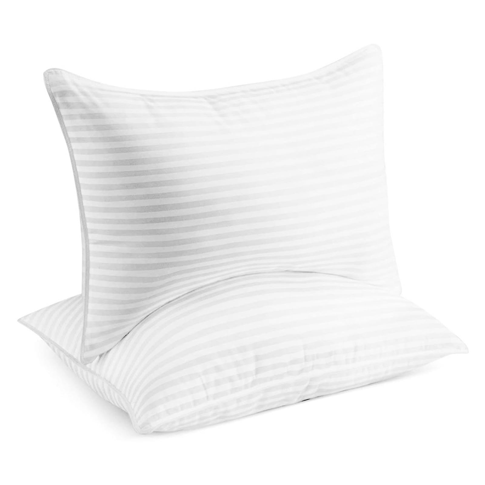 Satin Striped Pillow Core Home Use Single White King Pack of 2