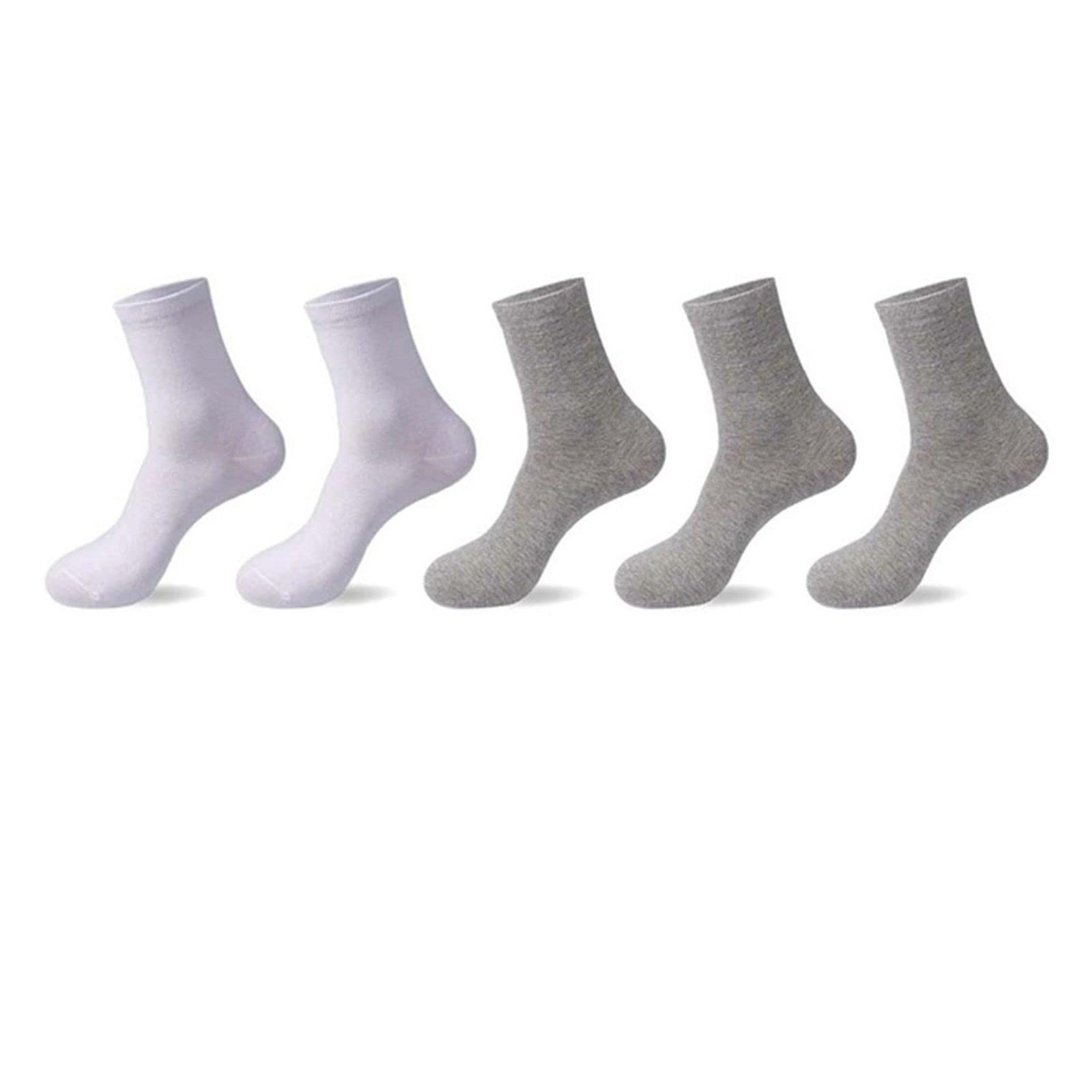 5 par/partia męskie Skarpety bawełniane Dorywczo Biznes Letnie Cienkie Czarne Skarpety Pończochy (Color : 2White 3Grey, Size : EU39-45 US6.5-11)
