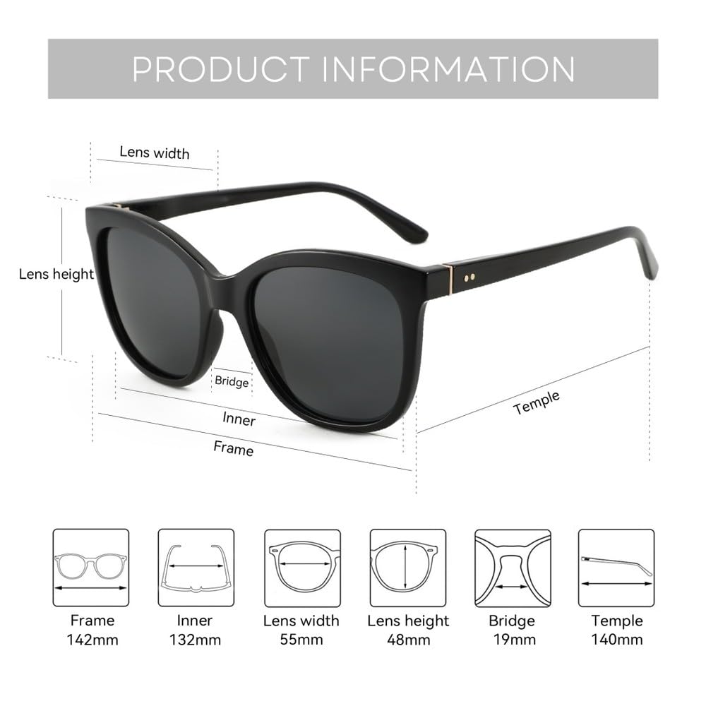Modische, polarisierte Schmetterlings-Sonnenbrille für Damen, UV400-Schutz, Oversize-Schnitt, quadratische Sonnenbrille, 1,07