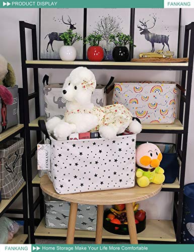 Fankang Storage Basket,Nursery Hamper Canvas Laundry Basket Foldable With Waterproof Pe Coating Storage, Office, Bedroom, Clothes,Toys (Rec-Star) #TOP3