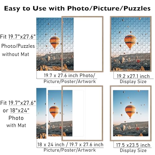 Image of JCJMY 19.7x27.6 Puzzles Frame for 50x70 cm Puzzles Poster Photo Picture, Display 18x24 with Mat or 19.7 x 27.6 without, Wall Hanging 19.7 by 27.6 inch 1000 Pieces Puzzles Frame, Rustic Brown