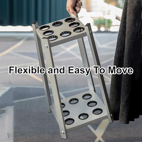 Billiard Cue Holder Floor Stand, Triangle Pool Cue Rack with Silicone Slots, Ideal for Home, Club, Bar & Lounge, Perfect Billiard Table Storage (White)