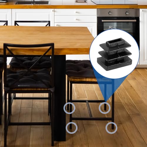 Image of uxcell 32 Pcs Rectangle Tubing End Caps 5 /8 x 3 /8 Inch Plastic Hole Plugs Insert End Cap for Metal Tubing Post Chair Leg Table Bookshelves Furniture, Black