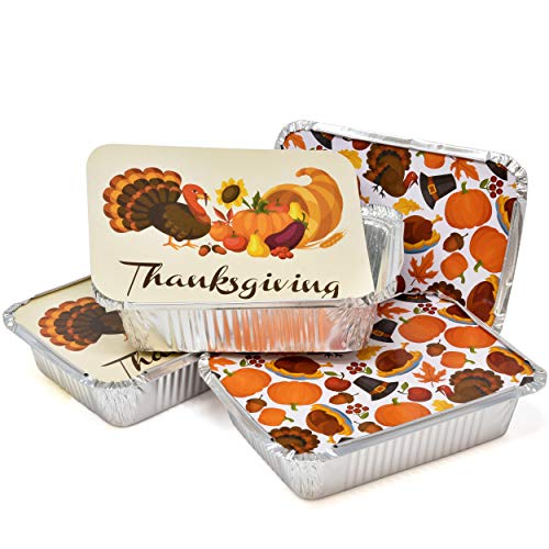 Gift-Boutique-36-Thanksgiving-Tin-Foil-Containers-with-Lid-Covers-For-Cookies-in-2-Harvest-Designs-Autumn-Aluminum-Disposable-Food-Storage-Pans-for-Fall-Treat-Goodies-Party-Leftover-5W-X-7L-X-15 Gift Boutique 36 Thanksgiving Tin Foil Containers with Lid Covers For Cookies in 2 Harvest Designs Autumn Aluminum Disposable Food Storage Pans for Fall Treat Goodies Party Leftover 5W X 7L X 15