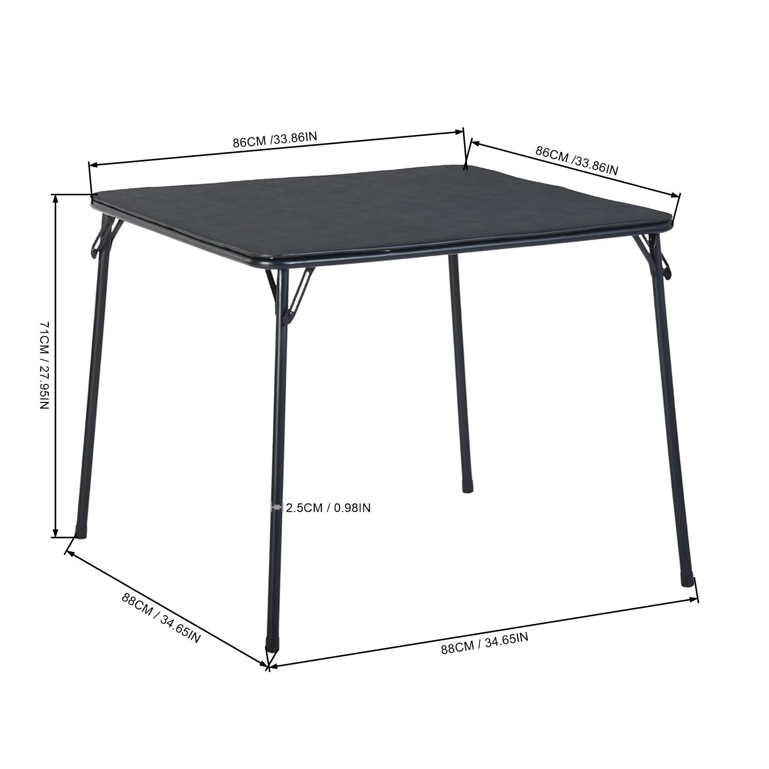 Bijzettafel, kleine tuintafel, weerbestendige balkontafel, vierkante koffietafel met tafelblad van gehard glas, voor balkon, tuin, terras, 50 x 50 x 45 cm ZB33762