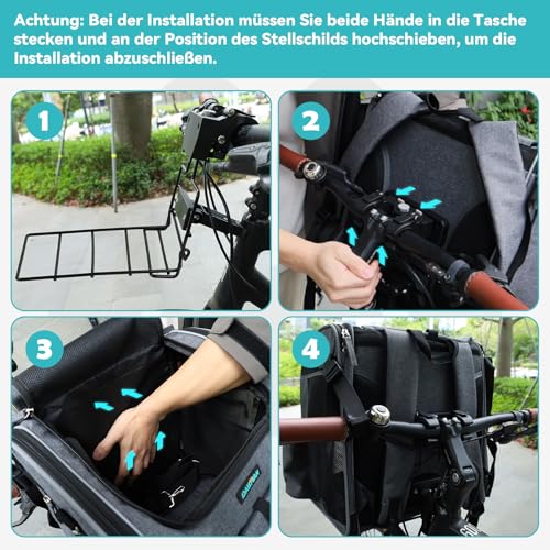 DAISTERN Hundekorb Fahrrad Vorne bis 10KG, Faltbarer Atmungsaktiver Hundefahrradkorb 4 in 1 Rucksack Schultertasche Autositz mit Robuste L-förmige Halterung Φ55mm, Bequemes Kissen, Reflektorstreifen