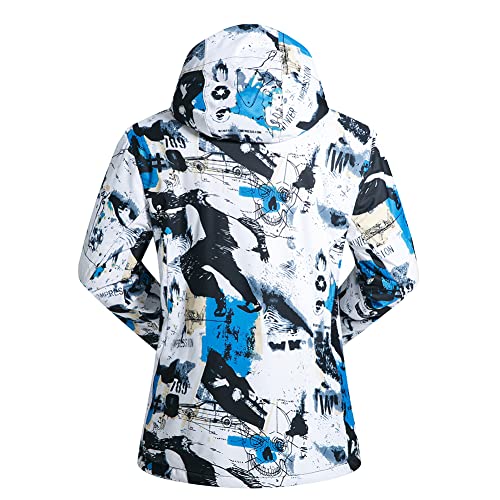 Mens Ski Jacket And Pants Set Ski Suit Winter Waterproof Windproof Hooded Snow Coat 2 Pieces Snowboarding Snowsuits Blue+Black-L #TOP3