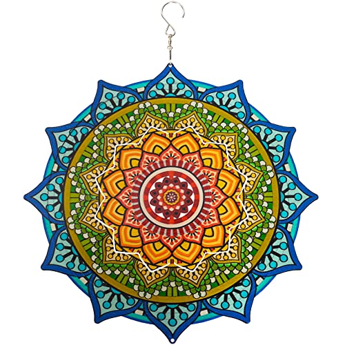 Windspiel - 30,5 cm Dekoration - 3D Mandala kinetische Gartendekoration - Outdoor Hängende Metallkunst Cover