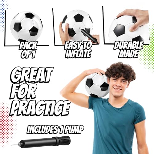 PlayBolt Soccer Ball Size 5 with Pump - Black & White Training Practice & Match Ball for Kids, Youth and Adults (Pack of 1) by PlayBolt - Image 2