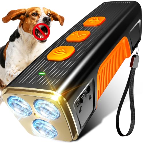 LQYDQSC Ultrasonic Dog Bark Deterrent Devices 3X Anti Barking Device for Dogs,Humane Dog Training Tools with LED Flashlight & Beep,Rechargeable Bark Control for Indoor Outdoor Safe & Effective Trainer
