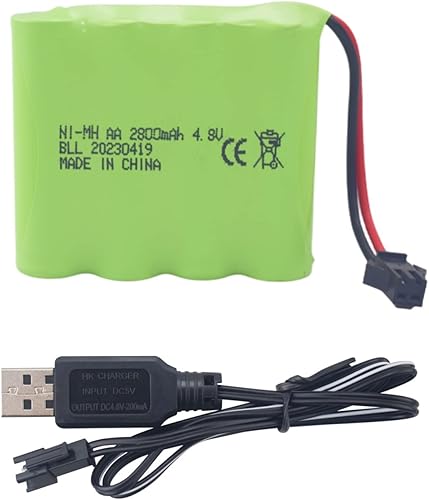sea jump Batería recargable AA de 4.8 V 2800 mAh con enchufe SM-2P y cable de carga USB para SY-E511 RC Excavadora Camión Ingeniería Vehículo E562