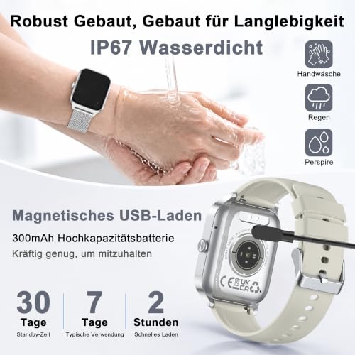 LODIMEKE Smartwatch Blutdruckmessung,1.85“ Fitnessuhr Herren Damen – Ansicht 6