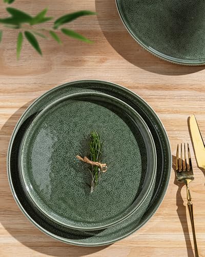 GBHOME Stoneware Dinnerware Sets for 4,Round Reactive Glaze Ceramic Plates and Bowls Set,Highly Chip and Crack Resistant | Dishwasher & Microwave Safe Dishes Set,Service for 4 (12pc)