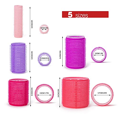 Hyoujin Hair Rollers Curlers,40Pcs Heatless Velcro Rollers For Long Short Hair,30 Rollers With 10 Clips Jumbo Large Medium Small Sizes（57Mm,45Mm,33Mm,23Mm,13Mm)To Sleep In For Women Hair Bangs Volume #TOP1