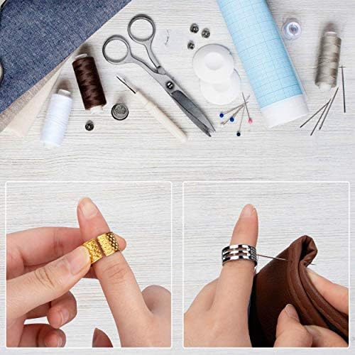 Sewing Thimble Finger Protector, 9pcs Adjustable Fingertip Thimble Copper Shield Protector Guard Finger for Embroidery Needlework Retro Hand Quilting Working