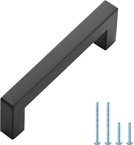 Vista 122 de Ravinte Paquete de 10 tiradores cuadrados de gabinete de 10 pulgadas, manijas negras de gabinete de cocina, accesorios de cocina negro mate