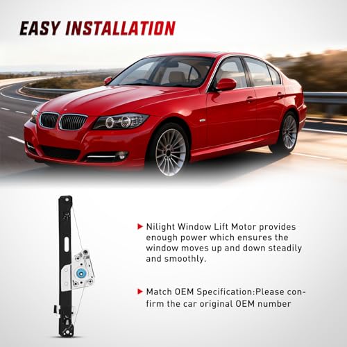Image of Nilight 749-468 Rear Driver Side Power Window Regulator,Compatible with BMW E90 E91 323i 325i 325xi 328i 328i xDrive 330i 330xi 335i 335xi M3 2006 2007 2008 2009 2010 2011