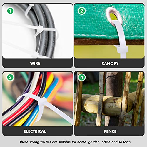 100 Pcs Zip Ties Cable Ties Heavy Duty Wire Ties Zip Ties For Indoor And Outdoor Binding Fences, Awnings Tying, Branches Bundling Of Crops (White, 36 Inch) #TOP6