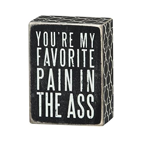 Primitives by Kathy 23233 Floral Trimmed Box Sign, 4" by 3", Favorite Pain Cover