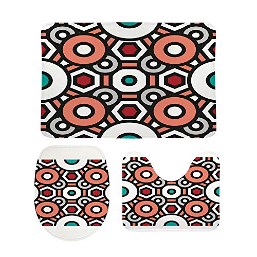 Tapis de bain motif géométrique lavable avec envers antidérapant et contour U