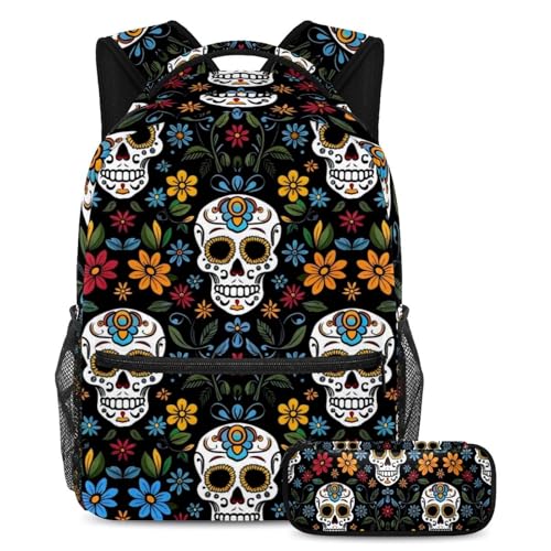 Sac à dos Day of the Dead fille garçon avec trousse à crayons et cartable