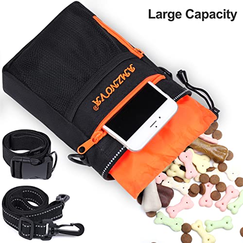 Dog Treat Bag, Large Dog Training Pouch with Adjustable Should Strap, Waistband, Poop Bag Dispenser, Easy to Carry All Doggy Items, Black Dog Treat Bag, Large Dog Training Pouch with Adjustable Should Strap, Waistband, Poop Bag Dispenser, Easy to Carry All Doggy Items, Black