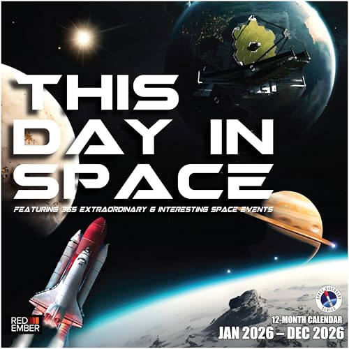 Image of RED EMBER This Day in Space 2026 Wall Calendar 12 Month | 12 inch x 24 inch Open | Thick & Sturdy Paper | Holiday Gift | Space Calendar 2026
