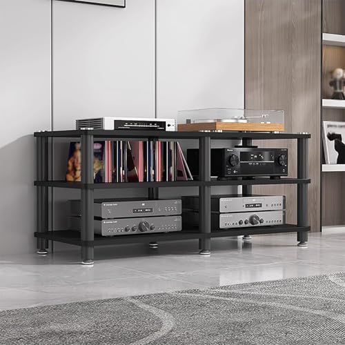 Hifi Stand Hi Fi Cabinets Hifi Racks and Stands 3/4 Tier Audio-video Media Stand Stereo Shelf System for Home, Heavy Duty Modern Stereo Stands Component Rack for Cable Box
